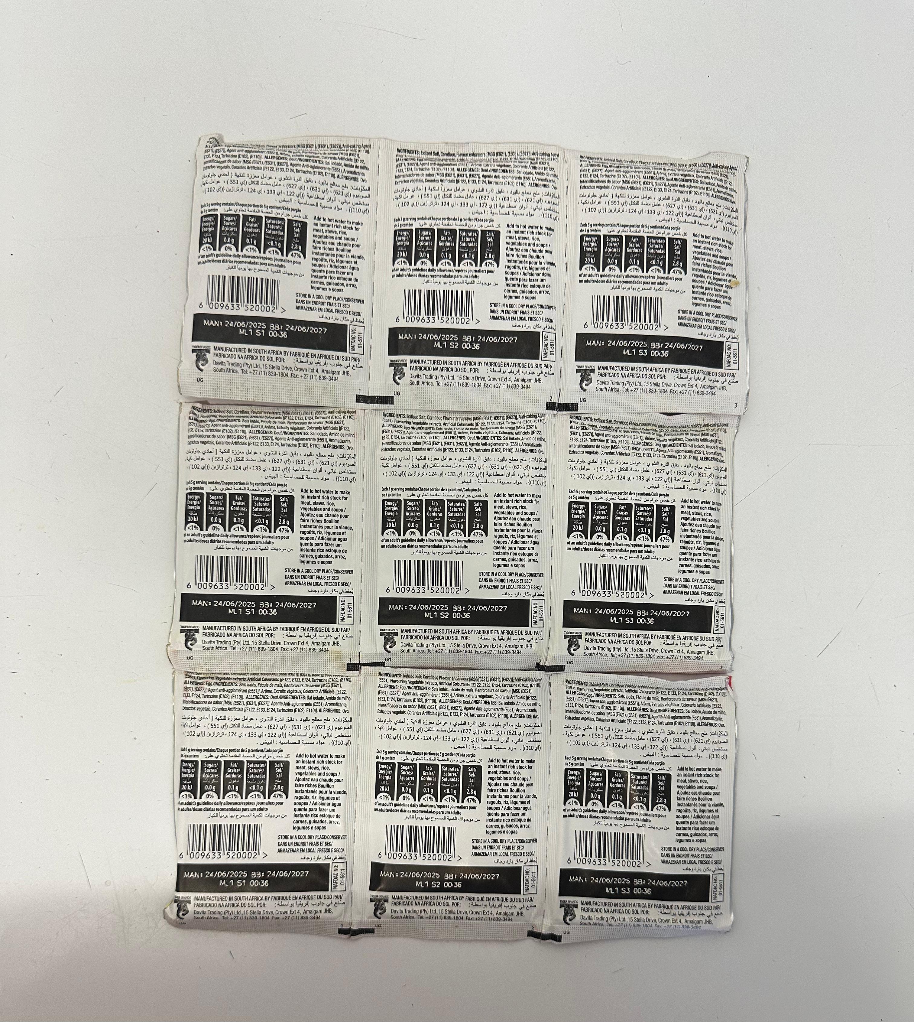 BENNY CHICKEN FLAVOURED STOCK SEASONING - row of 3 single packs