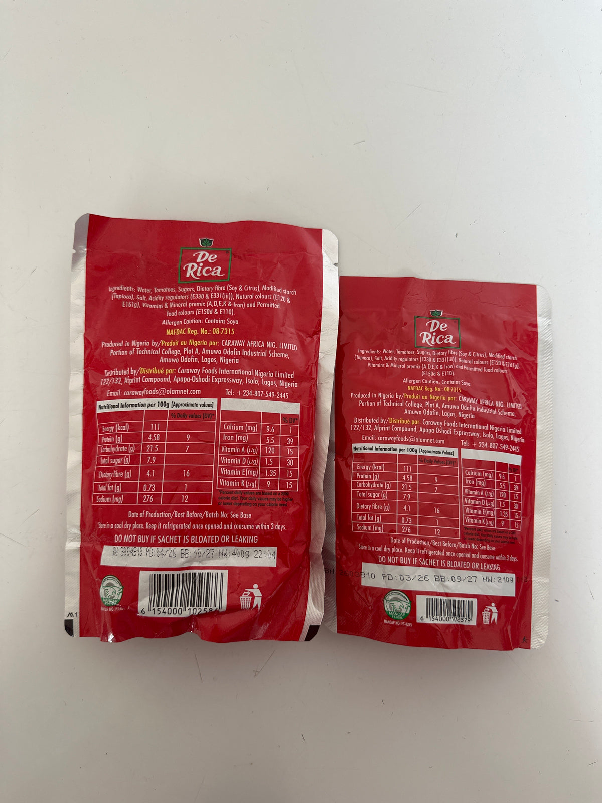 DE RICA TOMATO MIX - 220g OR 410g NIGERIAN TOMATO PASTE