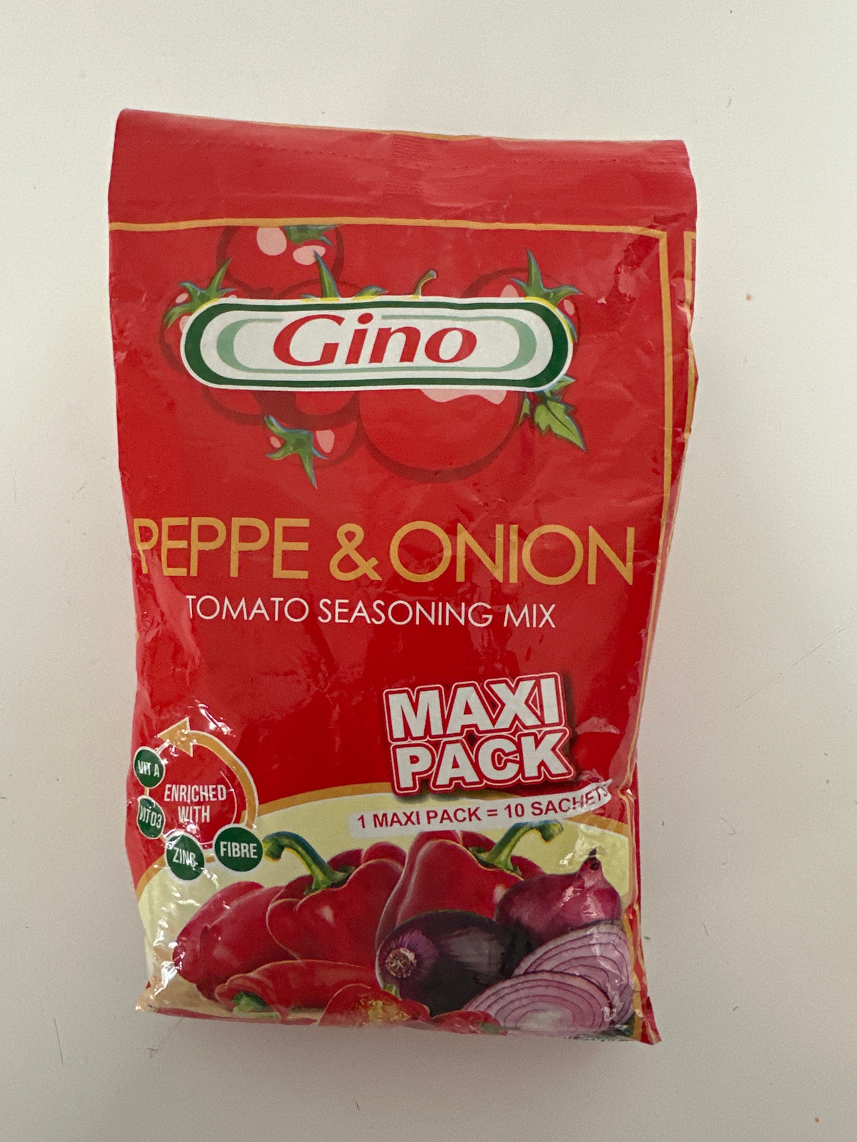 GINO PEPPER & ONION TOMATO SEASONING MIX - 500g MAXI PACK (=10 SACHETS) NIGERIAN TOMATO PASTE