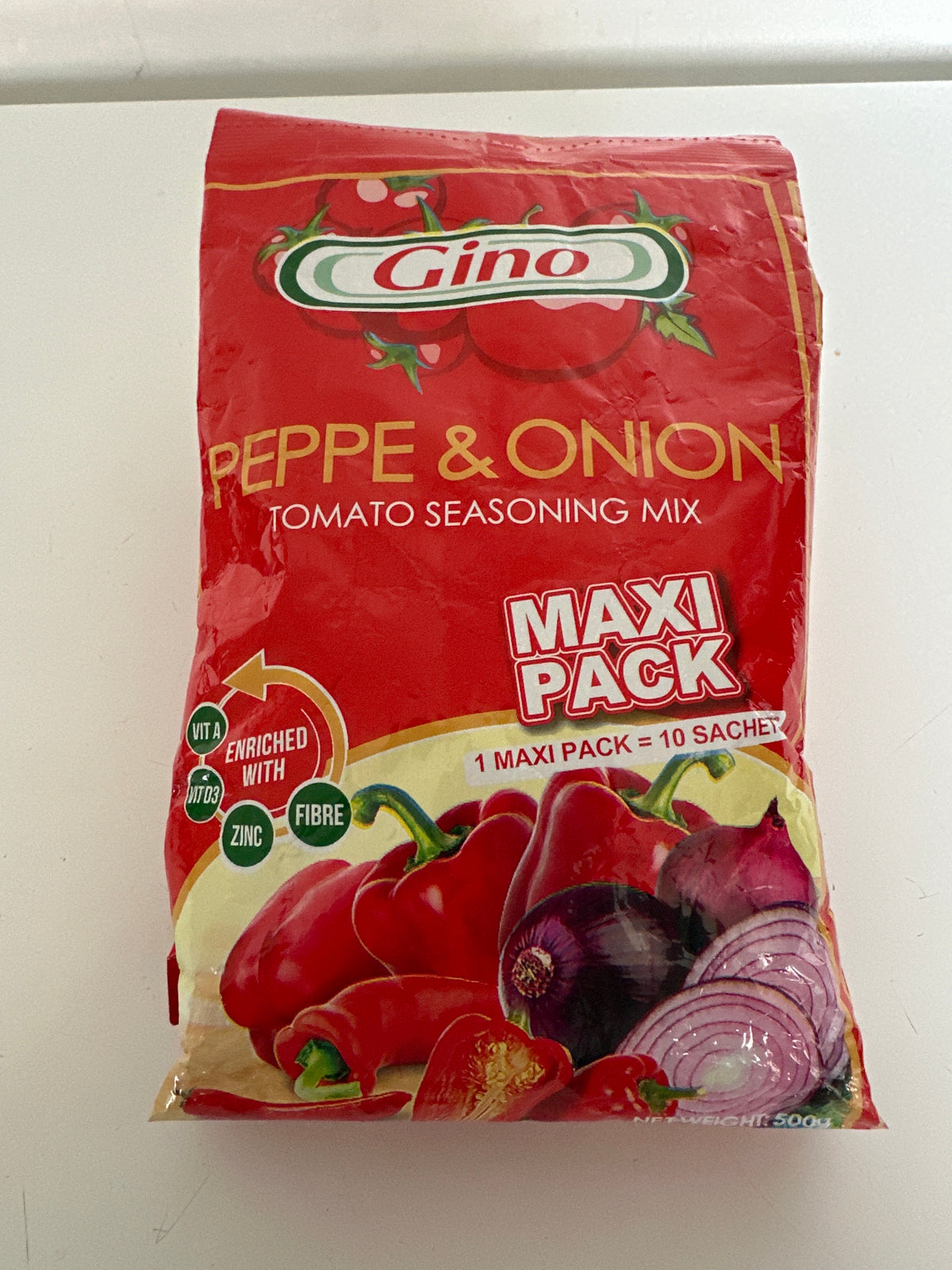 GINO PEPPER & ONION TOMATO SEASONING MIX - 500g MAXI PACK (=10 SACHETS) NIGERIAN TOMATO PASTE