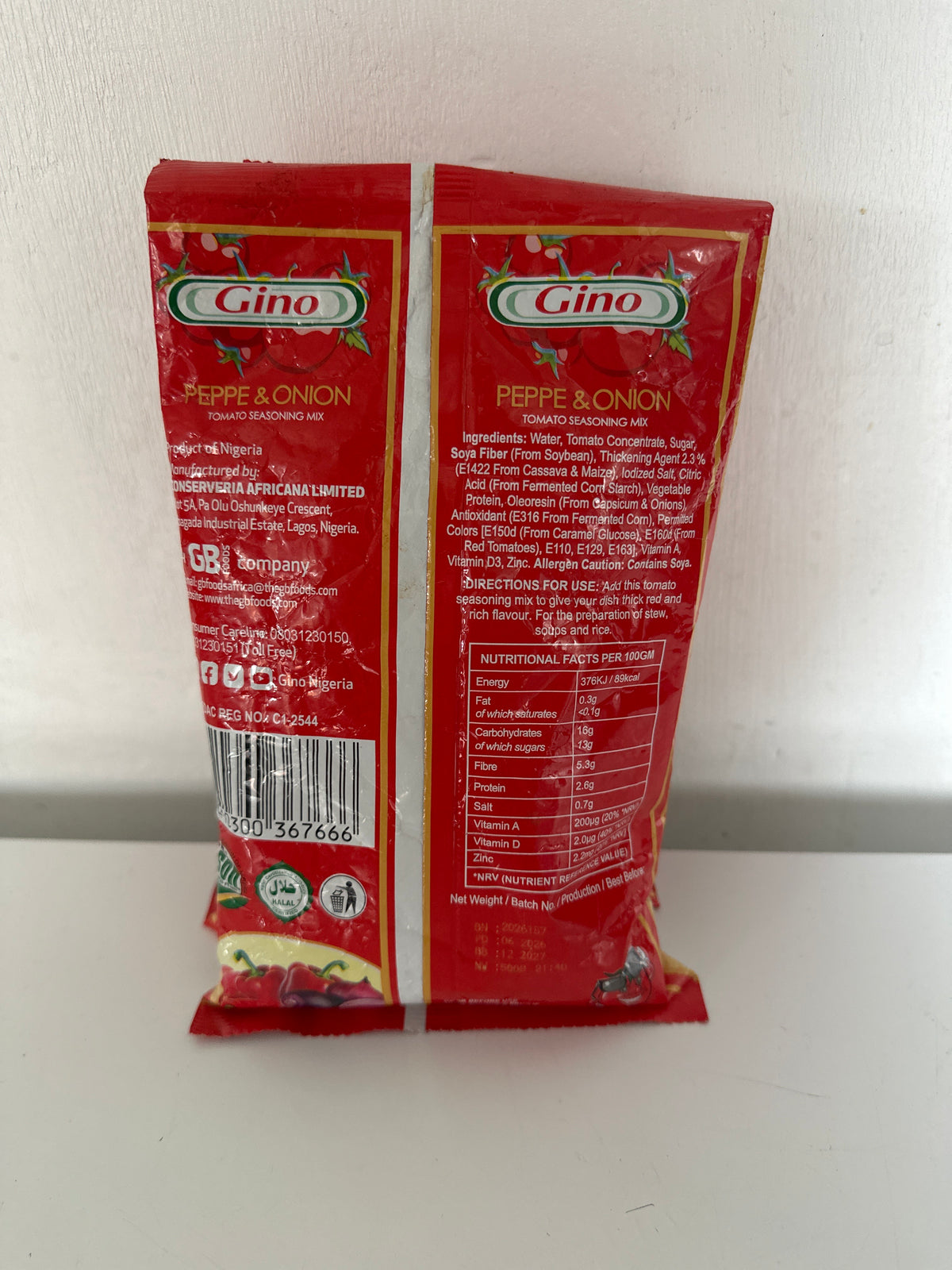 GINO PEPPER & ONION TOMATO SEASONING MIX - 500g MAXI PACK (=10 SACHETS) NIGERIAN TOMATO PASTE