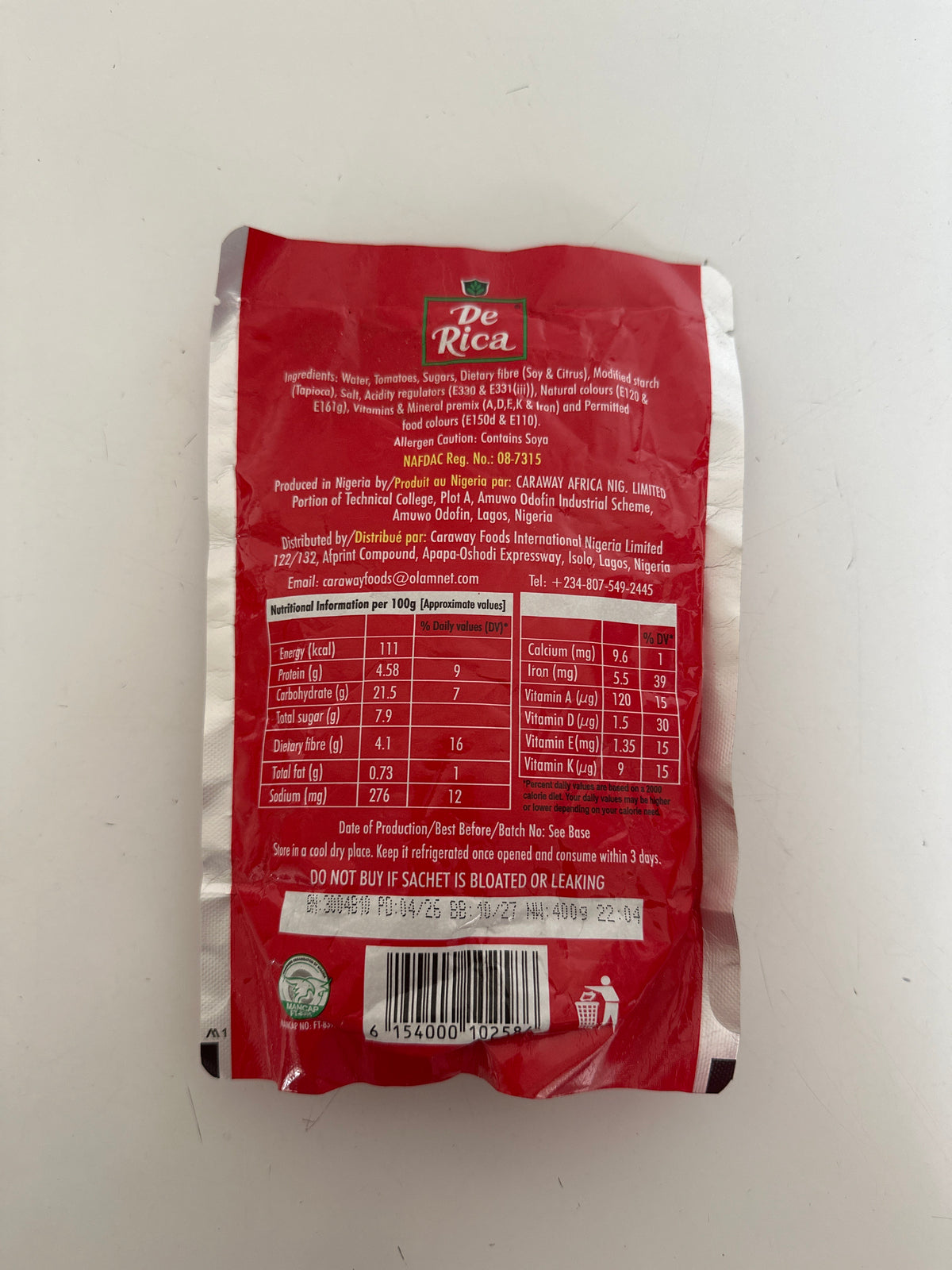 DE RICA TOMATO MIX - 220g OR 410g NIGERIAN TOMATO PASTE