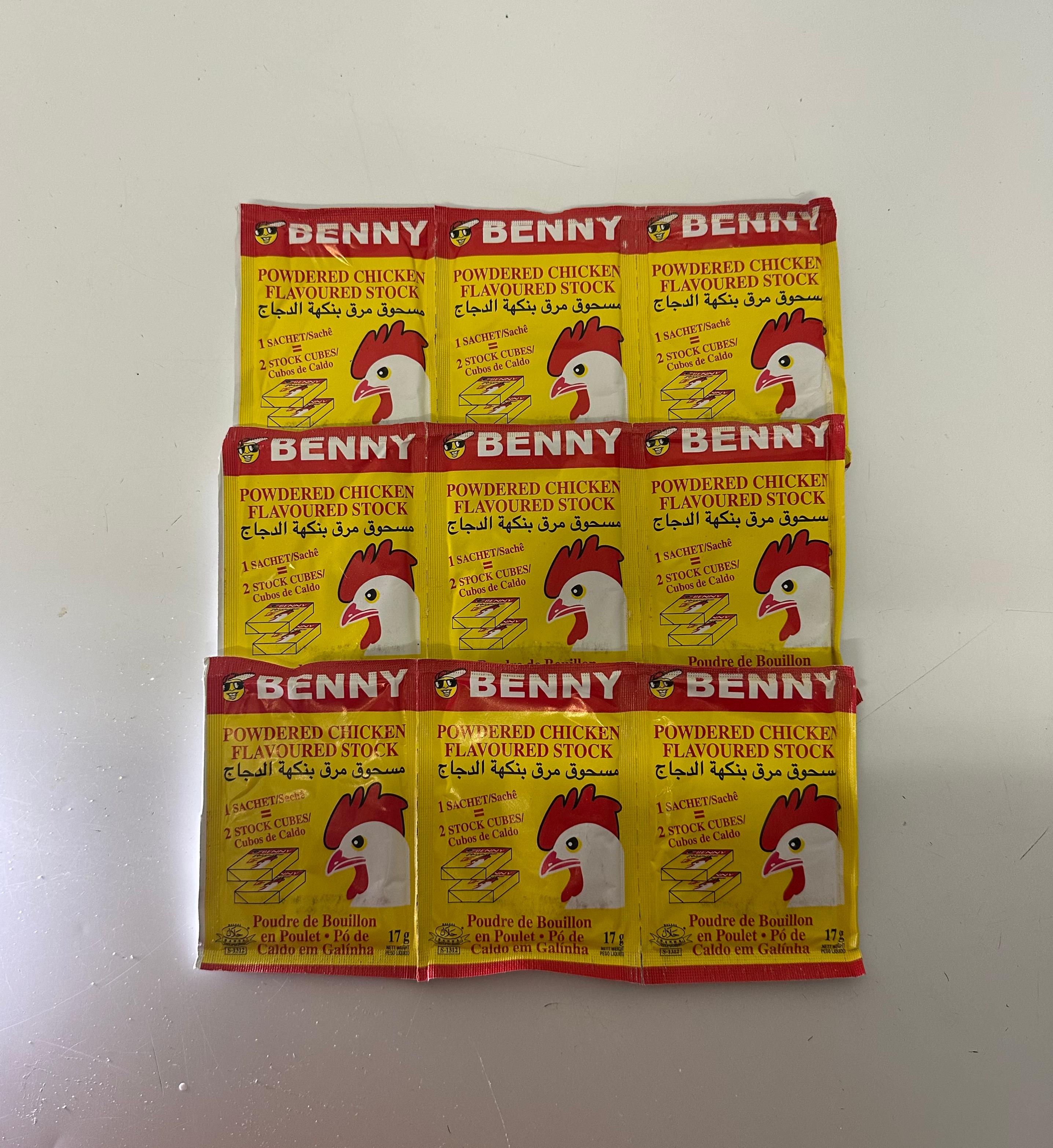 BENNY CHICKEN FLAVOURED STOCK SEASONING - row of 3 single packs